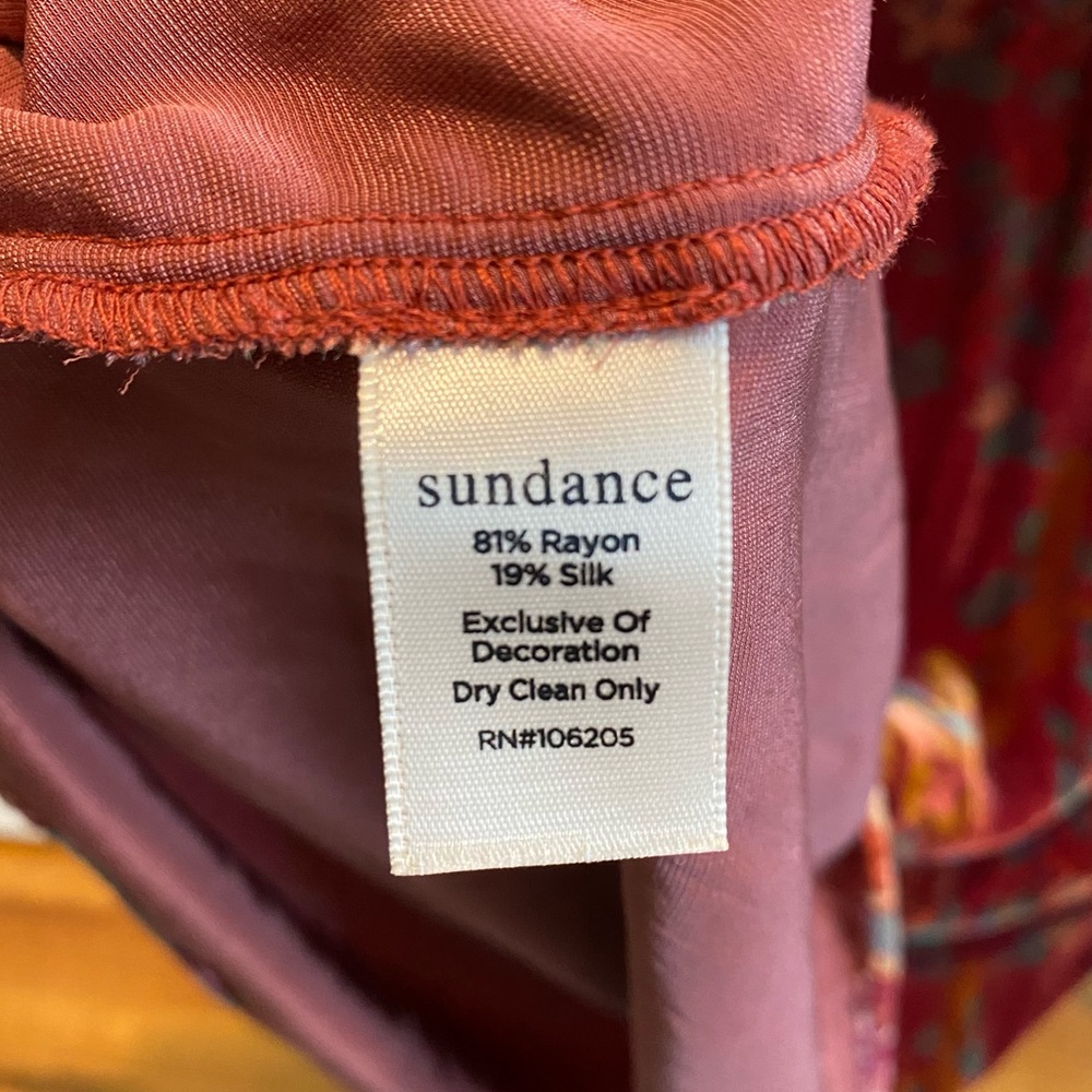 Sundance Velvet Floral Embroidered Top Burgundy size XS - Picture 5 of 6